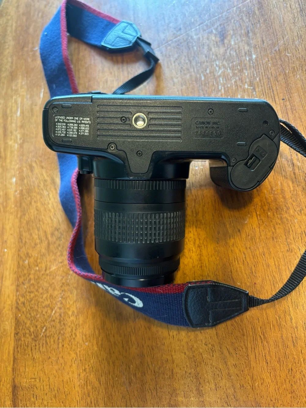 Canon Rebel X Black DSLR Camera with Navy and Red Strap